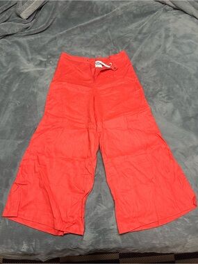 Bright Coral Wide-Leg Pants